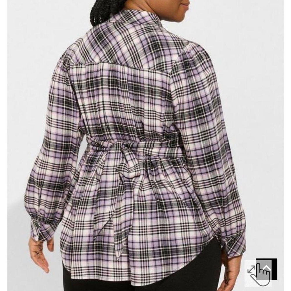 Plaid Women's Top - Purple and Black